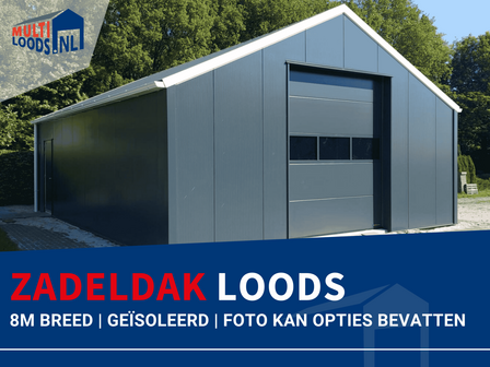 Zadeldak Multi Loods 8m breed geisoleerd