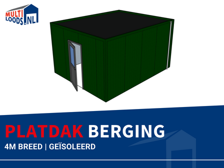 4m brede platdak berging geisoleerd