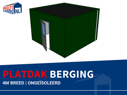 4m brede platdak berging ongeisoleerd
