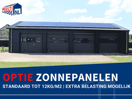 Zonnepanelen schuindak berging Multiloods.nl