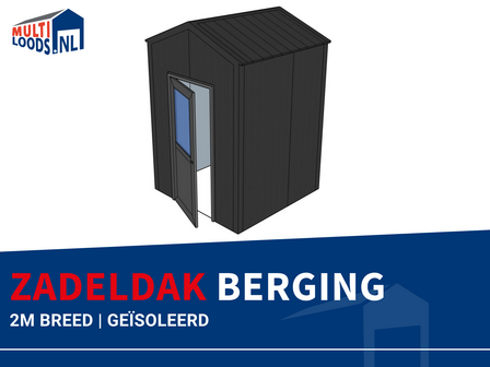 Zadeldak berging 2m breed Multiloods.nl