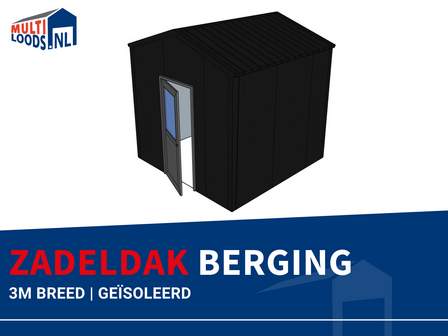 3m Brede zadeldak berging geisoleerd Multiloods.nl