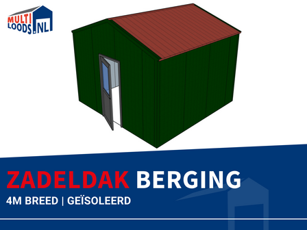 Zadeldak berging 4m breed geisoleerd Multiloods.nl
