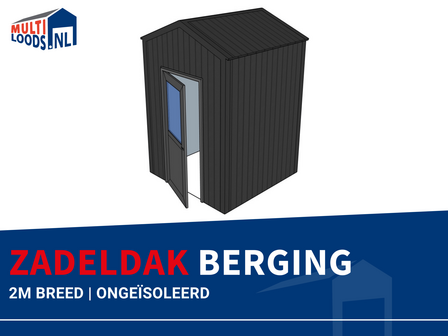 Zadeldak berging 2m breed ongeisoleerd Multiloods.nl
