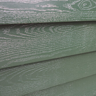 Staalrabat | 125mm plank hoote | Houtnerf structuur donker groen| vanaf &euro; 24,95/m2