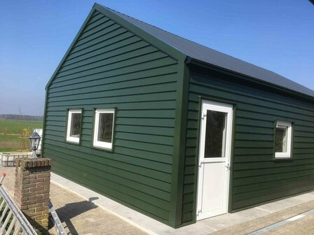 Staalrabat | 125mm plank hoote | Houtnerf structuur donker groen| vanaf &euro; 24,95/m2