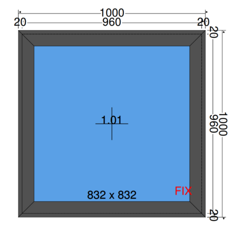 Kunststof raam vast 1.000x1.0000mm antraciet