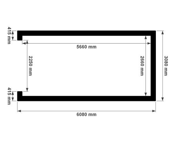 Plattegrond geïsoleerde garage 3x6m