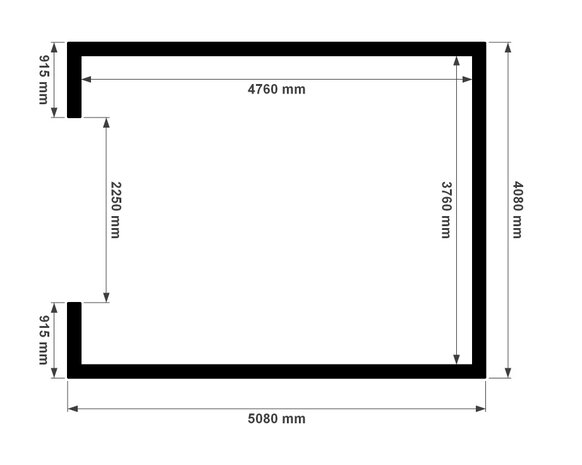 Plattegrond geïsoleerde platdak garage 4x5m
