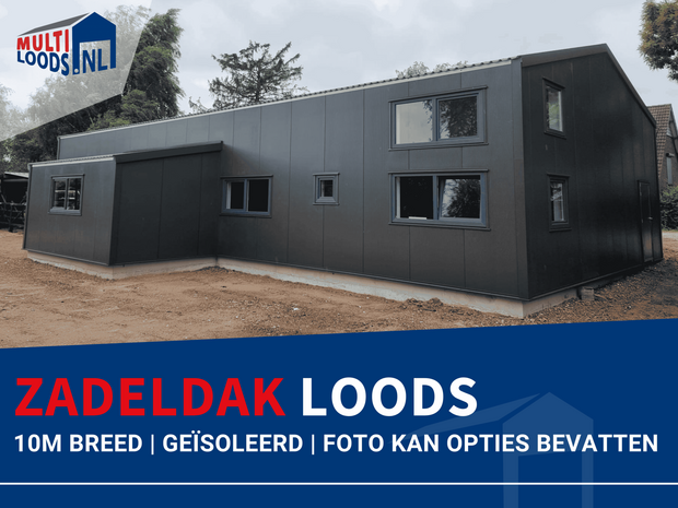 Zadeldak 10m breed Multi Loods geisoleerd