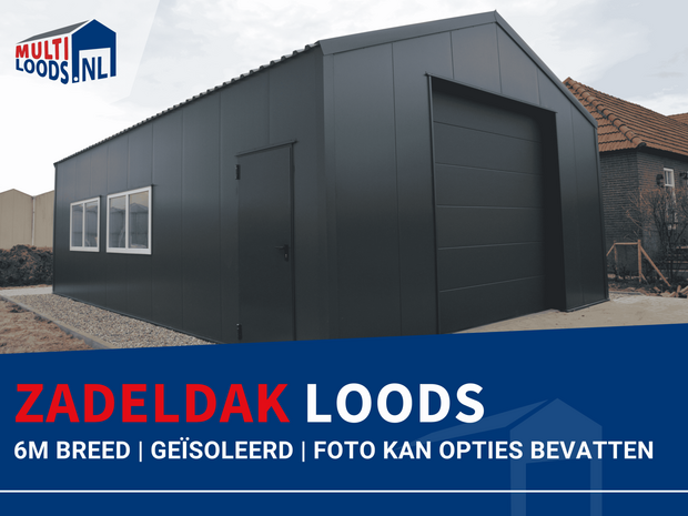 Zadeldak | 6.0m Breed | 3.0m Goothoogte | Geïsoleerd