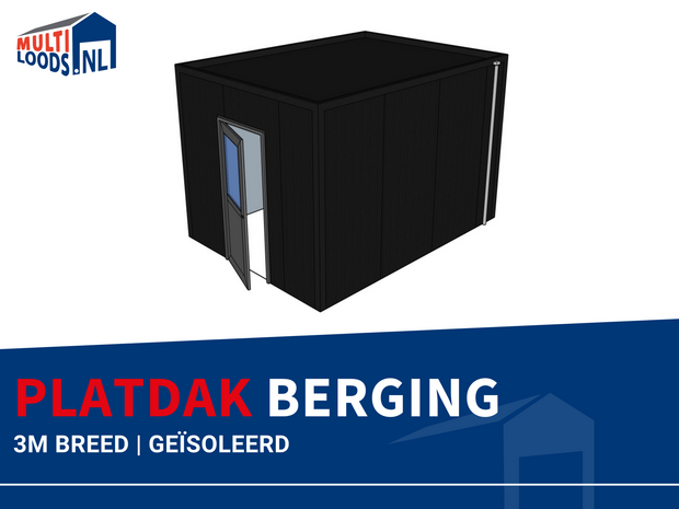 3m brede platdak berging geisoleerd
