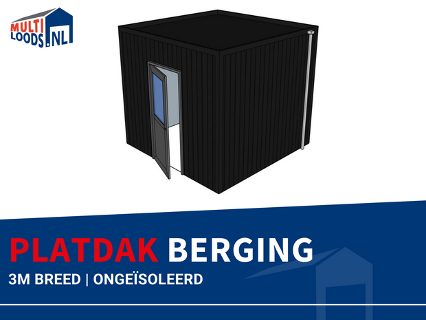 Multi Loods platdak berging 3m breed ongeisoleerd