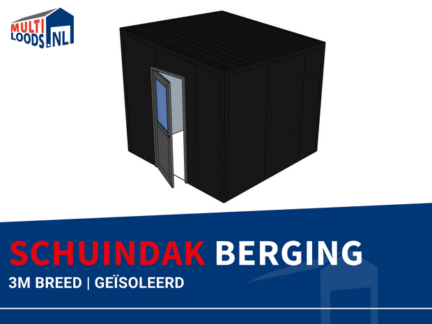 Schuindak berging 3m breed geïsoleerd