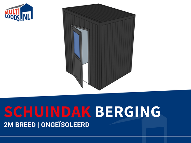 Schuindak berging 2m breed ongeisoleerd Multiloods.nl