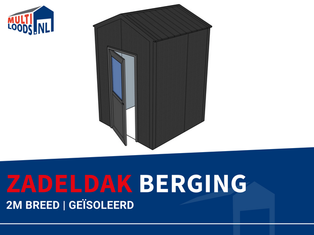 Zadeldak berging 2m breed Multiloods.nl