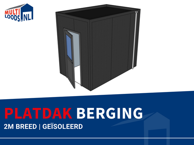 Platdak berging 2m breed geisoleerd