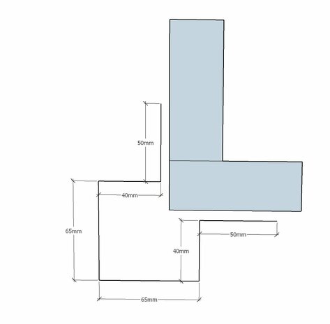 Buitenhoek verdiept 75x75mm