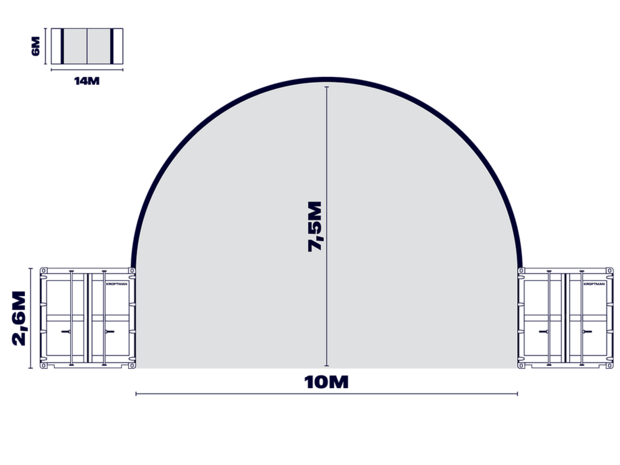 Boog container/ bunkeroverkapping 10x6m