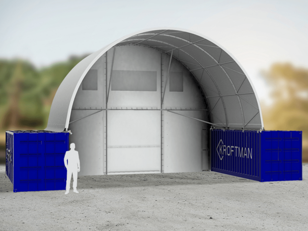 Boog container/ bunkeroverkapping 10x6m
