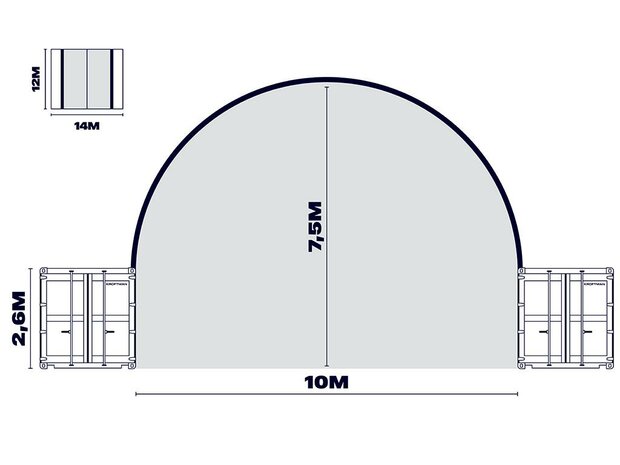 Boog container/ bunkeroverkapping 10x12m