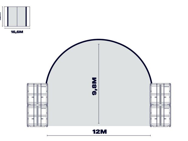 Boog container/ bunkeroverkapping 12x12m
