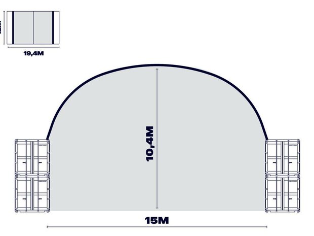 Boog container/ bunkeroverkapping 15x12m