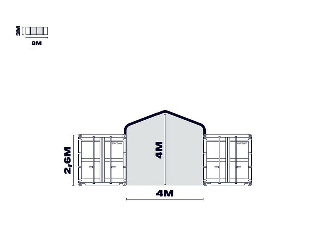 Zadeldak container/ bunkeroverkapping 4x3m