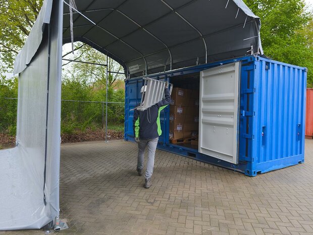 Zadeldak container/ bunkeroverkapping 4x6m