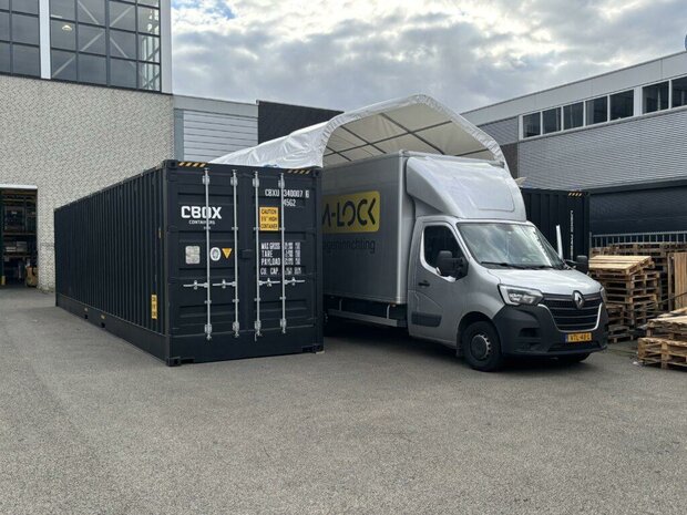 Zadeldak container/ bunkeroverkapping 6x6m