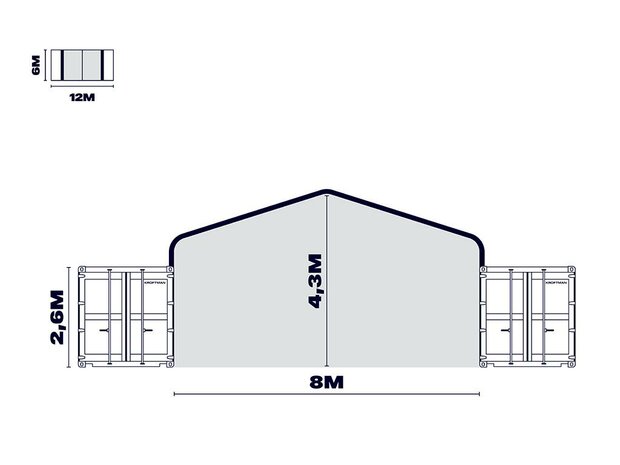 Zadeldak container/ bunkeroverkapping 8x6m