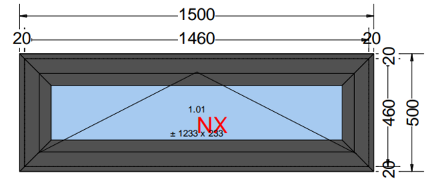 Kiepraam | Kunststof | Antraciet houtnerf | 1500x 500