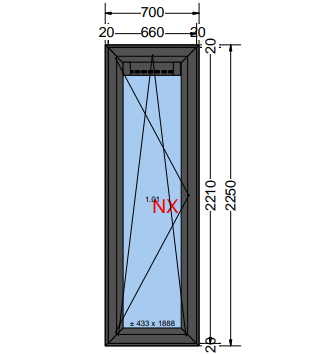 Raam | Kunststof | Antraciet houtnerf | 700x 2250