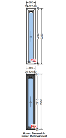Raam | Kunststof | Antraciet houtnerf | 350x 2250