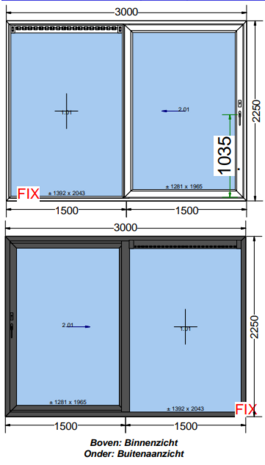 Schuifpui | Kunststof| Antraciet houtnerf | 3000x 2250
