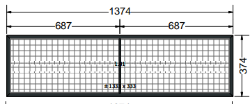 Kiepraam | Kunststof | Antraciet houtnerf | 1500x 500