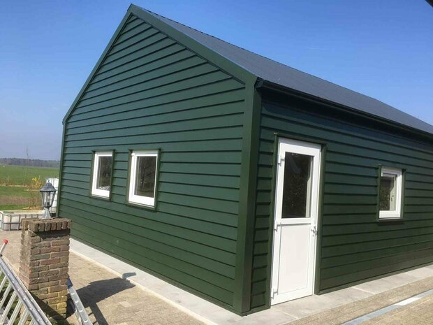 Staalrabat | 125mm plank hoote | Houtnerf structuur donker groen| vanaf &euro; 24,95/m2