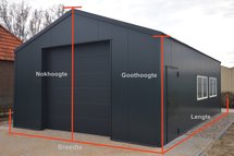 Zadeldak berging 4x4m | Goothoogte 3m|
