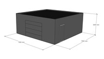 Platdak loods 7x7m | Goothoogte 3,0m