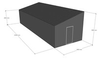 Lessenaarsdak loods 4x12m | Goothoogte 2,5m
