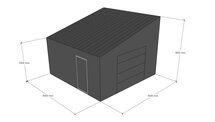 Lessenaarsdak loods 5x5m | Goothoogte 2,5m