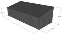 Lessenaarsdak loods 5x12m | Goothoogte 2,5m