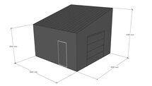Lessenaarsdak loods 5x5m | Goothoogte 3,0m