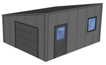 Lessenaarsdak loods/ garage 5x6m| Nokhoogte 3m | Vanaf € 17.925,- excl. BTW