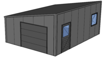 Lessenaarsdak loods/ garage 5x7m| Nokhoogte 3m | Vanaf € 18.911,- excl. BTW