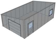 Lessenaarsdak loods/ garage 5x8m| Nokhoogte 3m | Vanaf € 19.897- excl. BTW