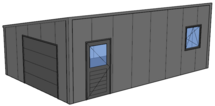 Lessenaarsdak loods/ garage 5x8m| Nokhoogte 3m | Vanaf € 19.897- excl. BTW