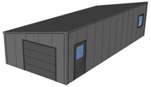 Lessenaarsdak loods/ garage 5x12m| Nokhoogte 3m | Vanaf € 23.841,- excl. BTW