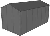 Zadeldak berging 3x6m | Goothoogte 2,5m