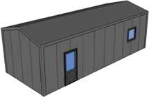 Zadeldak berging 4x10m | Goothoogte 3m|